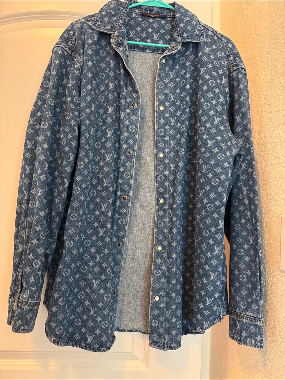 Louis Vuitton Denim Monogram Button-Down Shirt Jacket - Blue